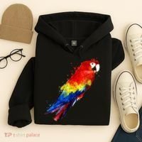 Watercolour Colourful Scarlet Macaw Parrot Bird Painting Hoodie thumb 4