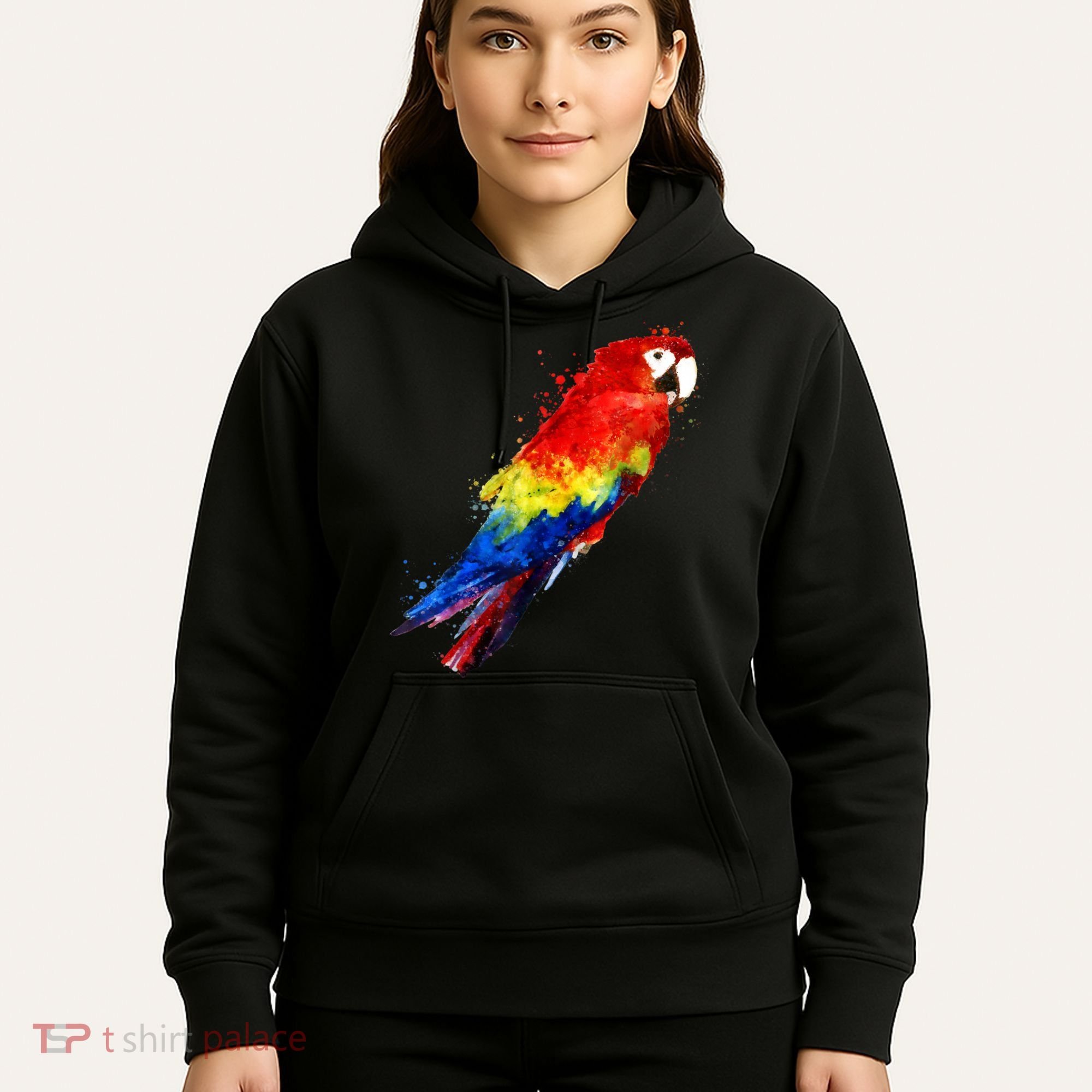 Watercolour Colourful Scarlet Macaw Parrot Bird Painting Hoodie