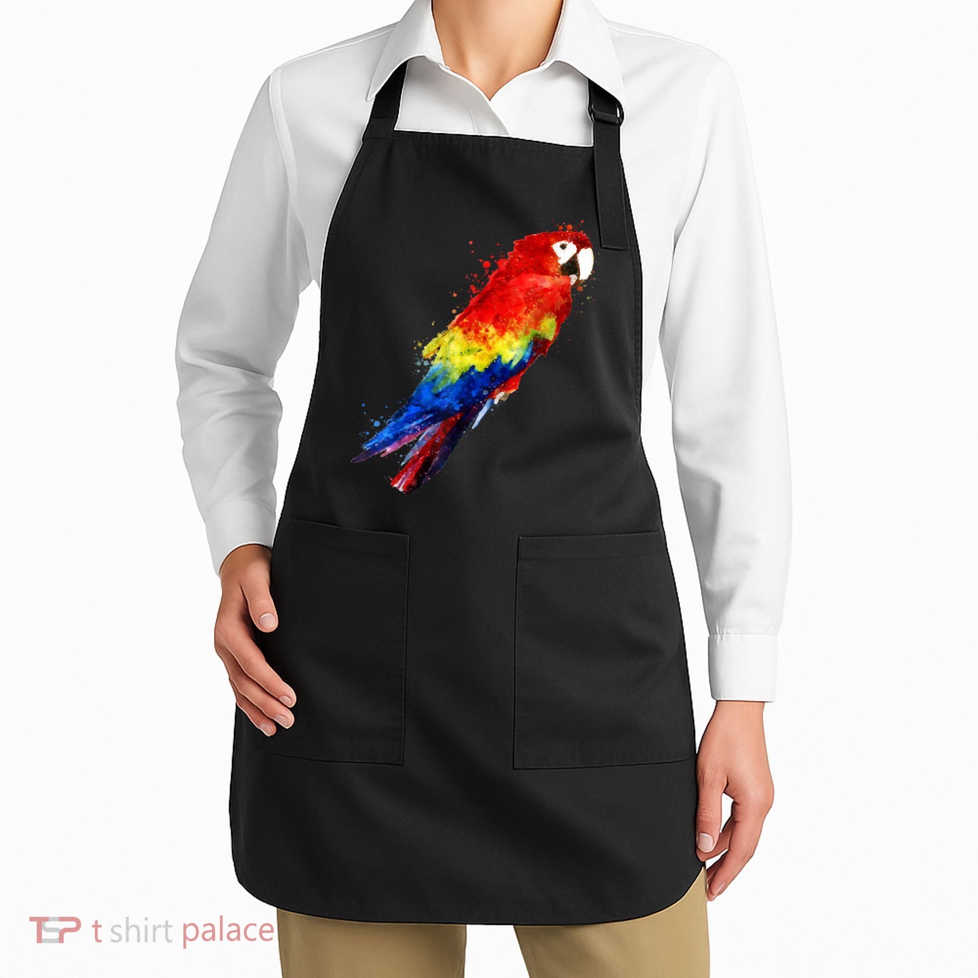 Watercolour Colourful Scarlet Macaw Parrot Bird Painting Apron