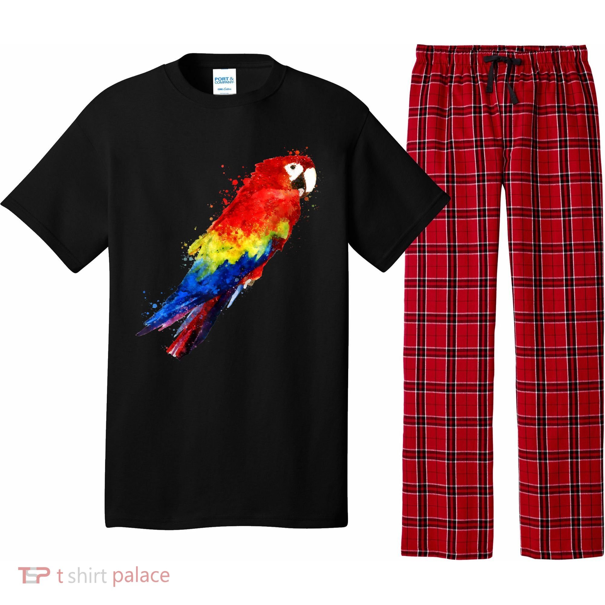 Watercolour Colourful Scarlet Macaw Parrot Bird Painting Pajama Set