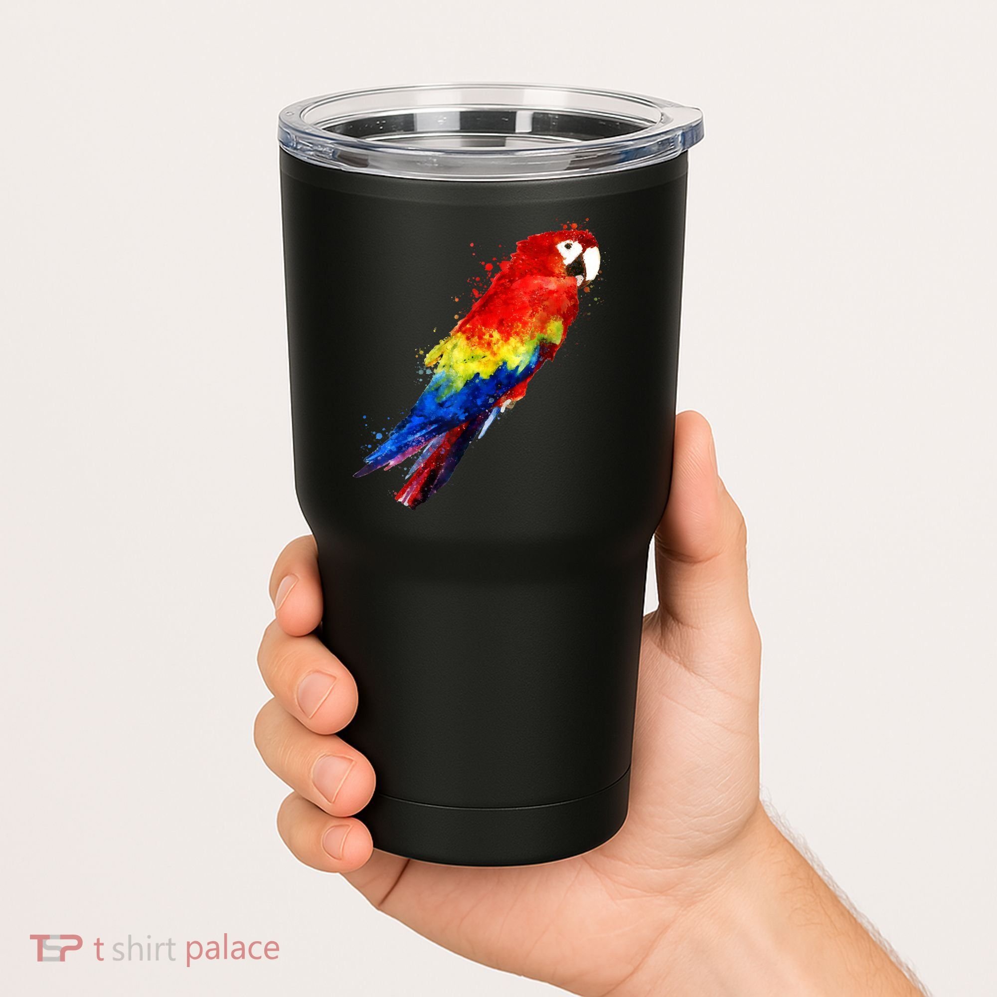 Watercolour Colourful Scarlet Macaw Parrot Bird Painting Tumbler