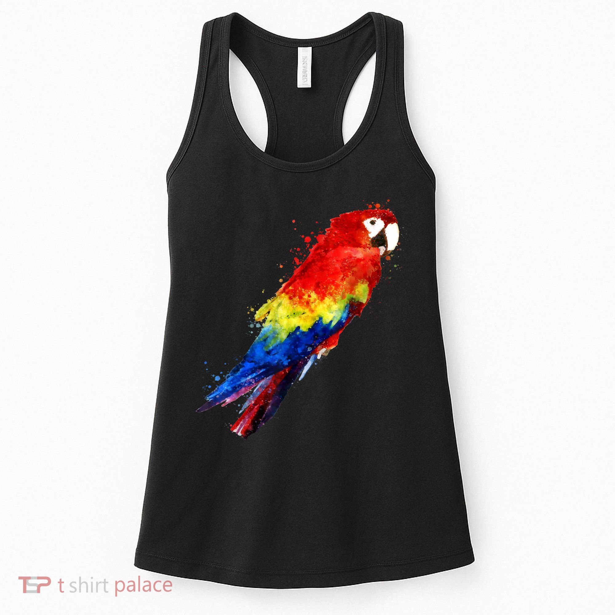 Watercolour Colourful Scarlet Macaw Parrot Bird Painting Women's Tank Top