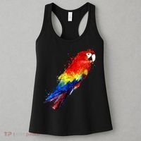 Watercolour Colourful Scarlet Macaw Parrot Bird Painting Women's Tank Top thumb 3