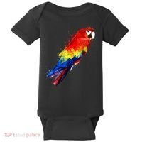 Watercolour Colourful Scarlet Macaw Parrot Bird Painting Baby Bodysuit thumb 0
