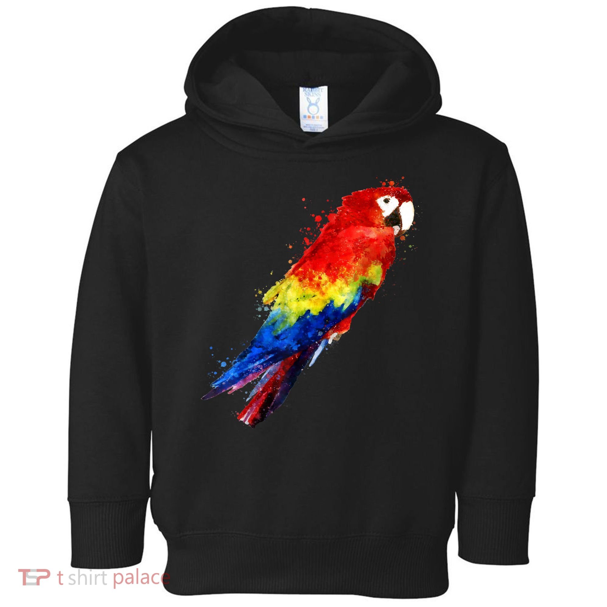 Watercolour Colourful Scarlet Macaw Parrot Bird Painting Toddler Hoodie