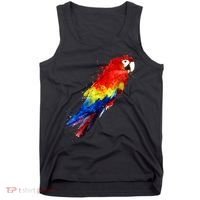 Watercolour Colourful Scarlet Macaw Parrot Bird Painting Tank Top thumb 0