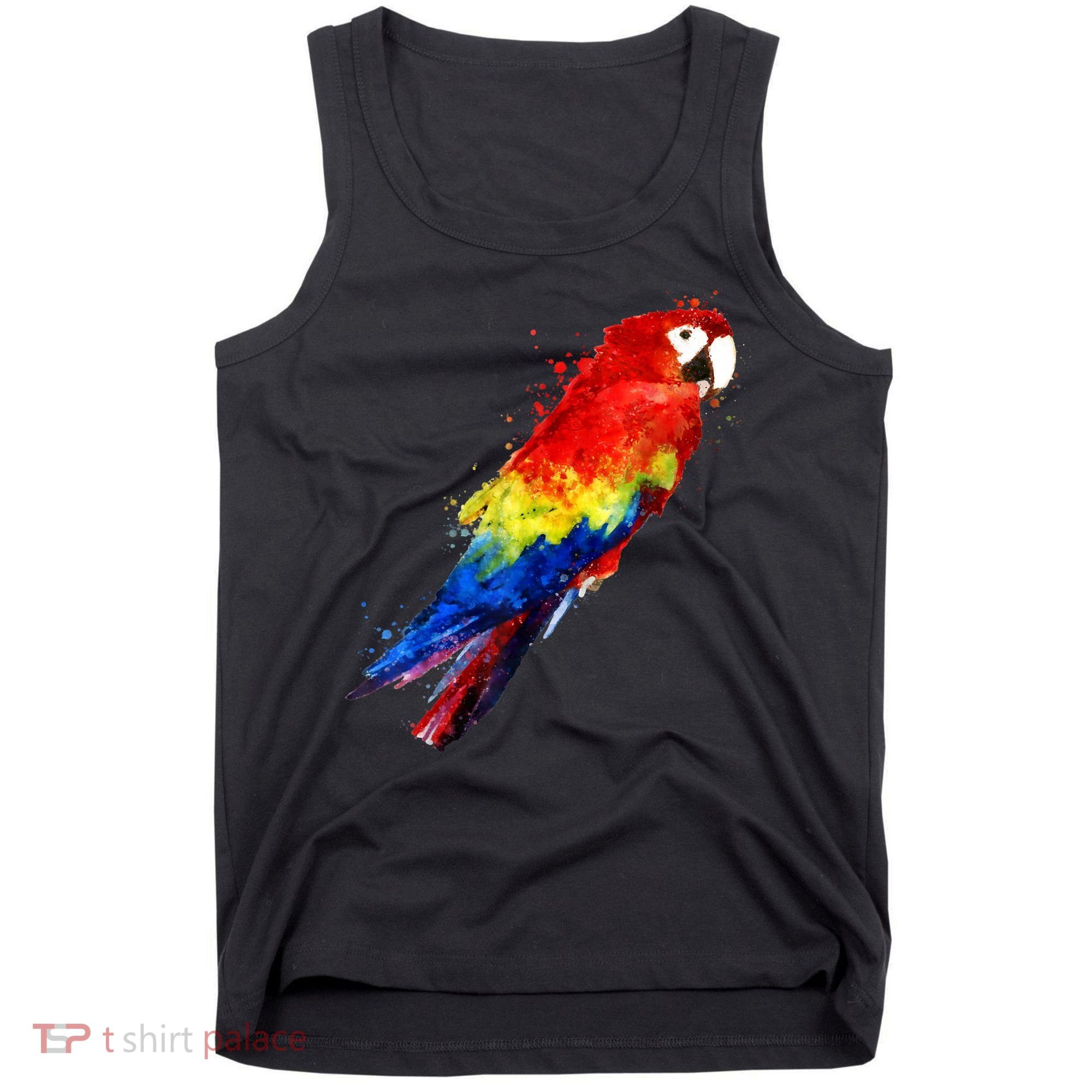 Watercolour Colourful Scarlet Macaw Parrot Bird Painting Tank Top