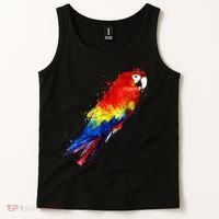Watercolour Colourful Scarlet Macaw Parrot Bird Painting Tank Top thumb 2