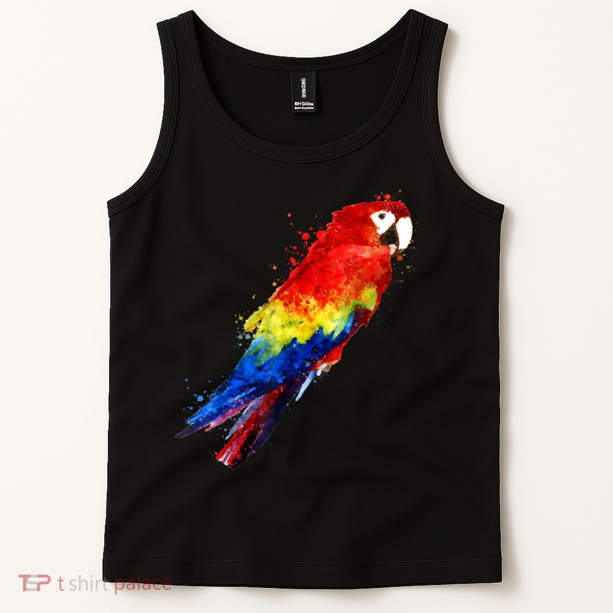 Watercolour Colourful Scarlet Macaw Parrot Bird Painting Tank Top
