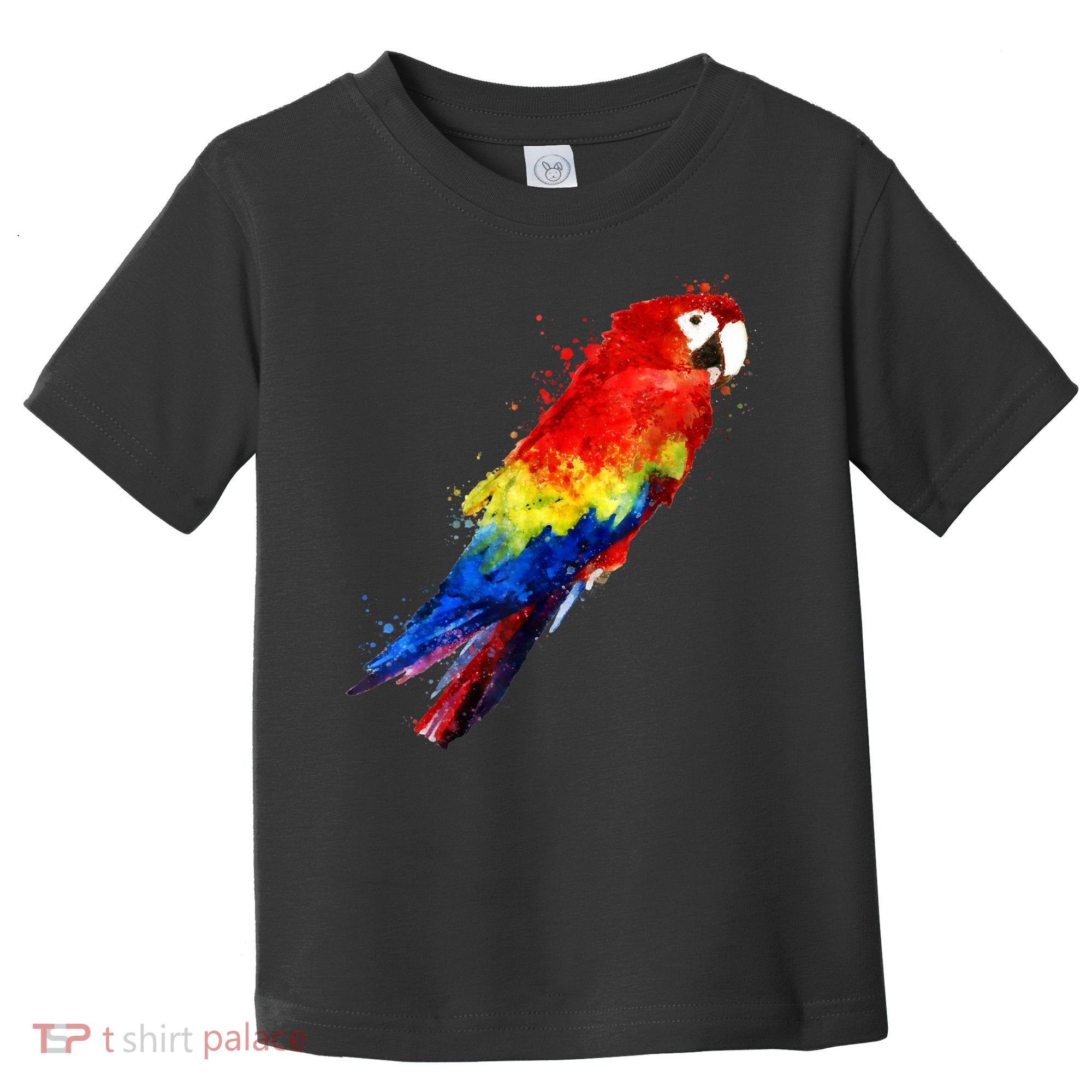 Watercolour Colourful Scarlet Macaw Parrot Bird Painting Toddler T-Shirt