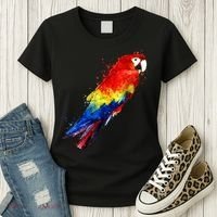 Watercolour Colourful Scarlet Macaw Parrot Bird Painting Women's T-Shirt thumb 3