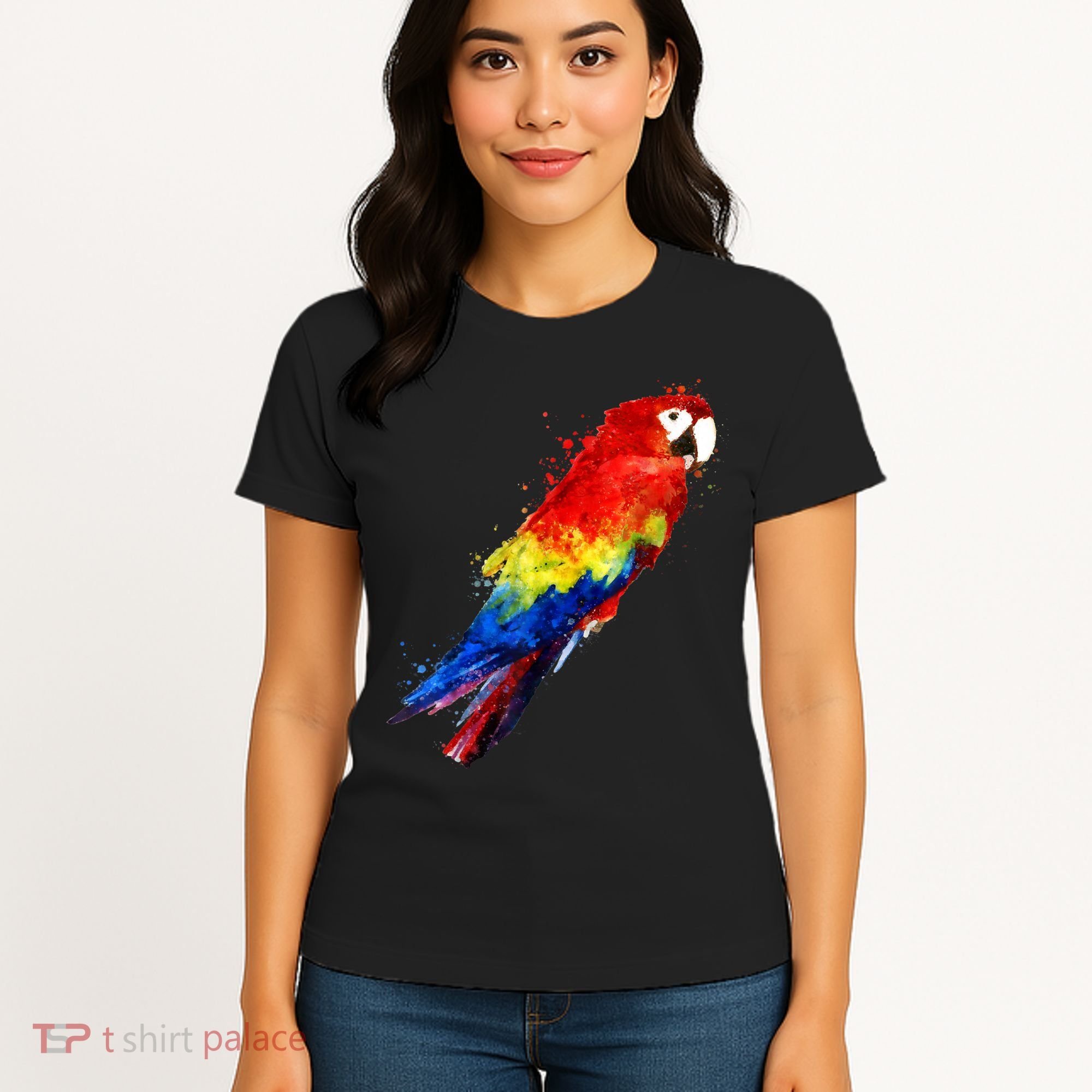 Watercolour Colourful Scarlet Macaw Parrot Bird Painting Women's T-Shirt