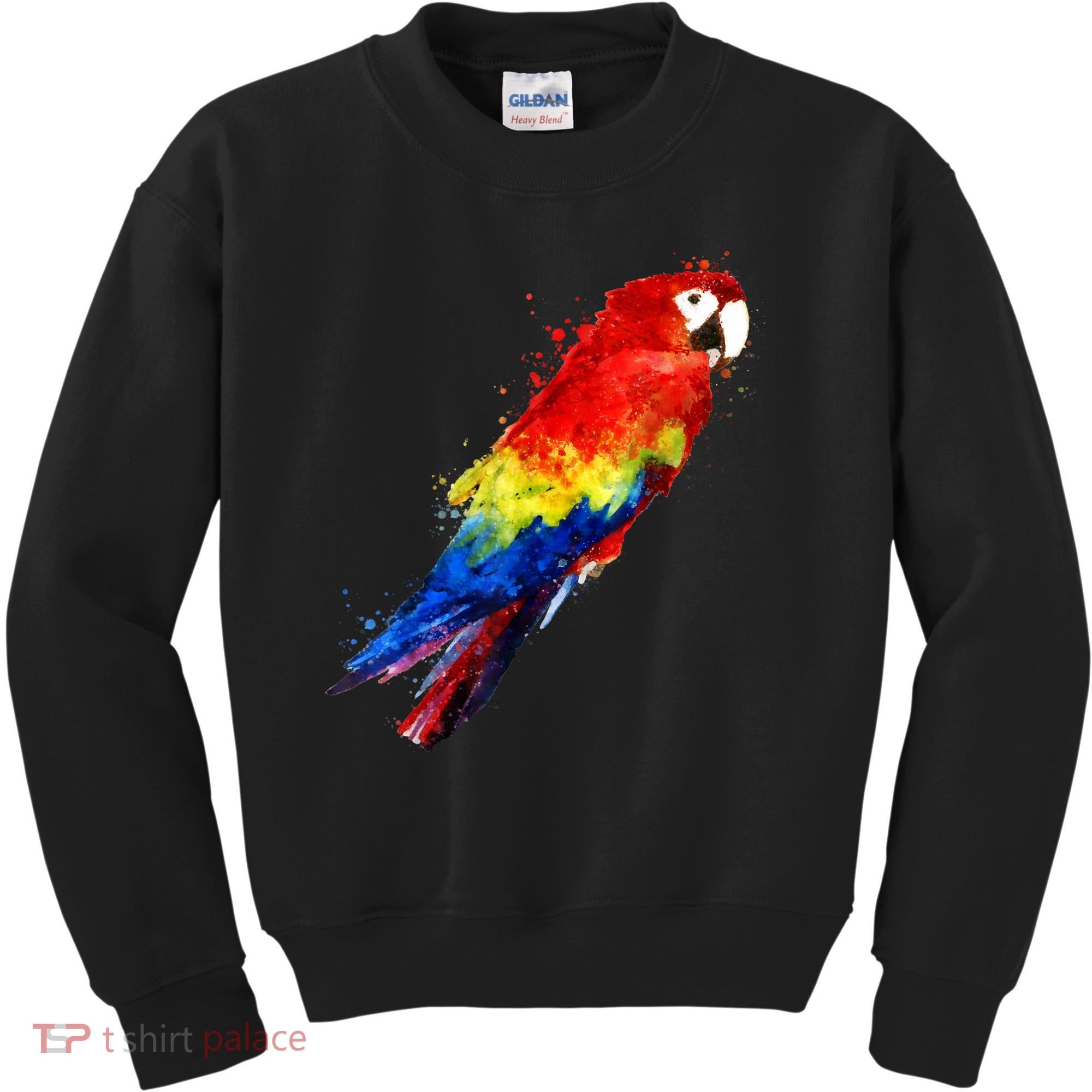 Watercolour Colourful Scarlet Macaw Parrot Bird Painting Kids Sweatshirt