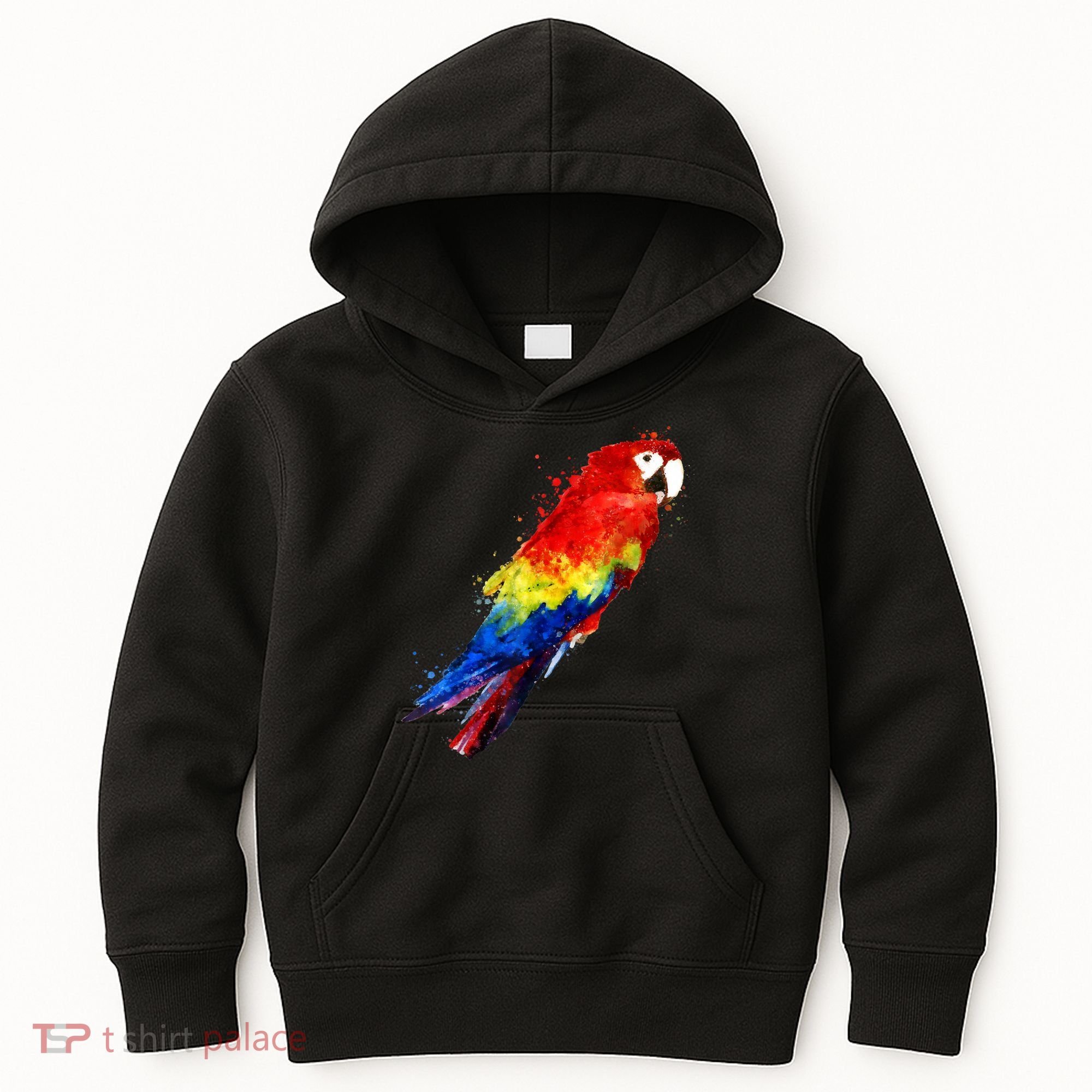 Watercolour Colourful Scarlet Macaw Parrot Bird Painting Kids Hoodie