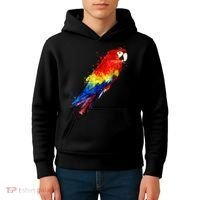 Watercolour Colourful Scarlet Macaw Parrot Bird Painting Kids Hoodie thumb 4
