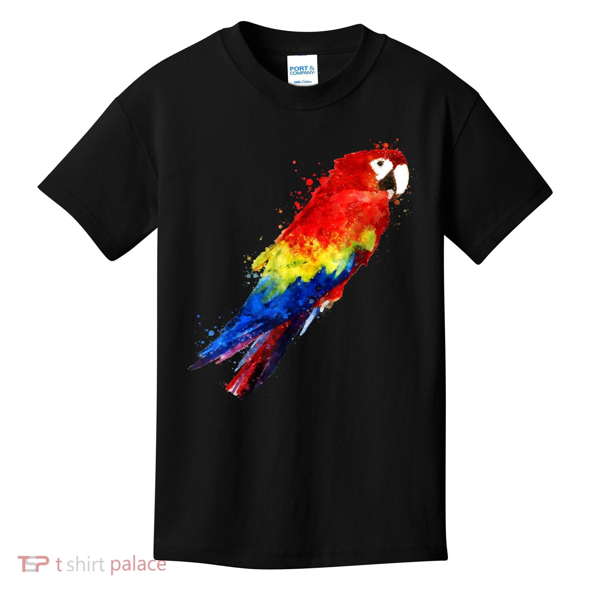 Watercolour Colourful Scarlet Macaw Parrot Bird Painting Kids T-Shirt