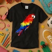 Watercolour Colourful Scarlet Macaw Parrot Bird Painting Kids T-Shirt thumb 3