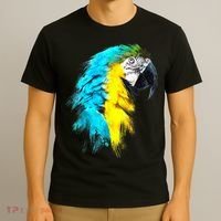 Watercolor Colourful Scarlet Macaw Parrot Bird Painting T-Shirt thumb 3