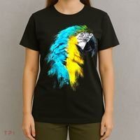 Watercolor Colourful Scarlet Macaw Parrot Bird Painting T-Shirt thumb 4