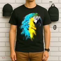 Watercolor Colourful Scarlet Macaw Parrot Bird Painting T-Shirt thumb 6
