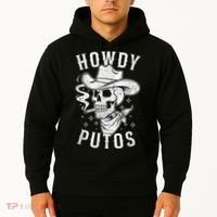 Western Cowboy Skull Hola Howdy Putos Spanish Slang Hoodie thumb 2