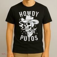 Western Cowboy Skull Hola Howdy Putos Spanish Slang T-Shirt thumb 3