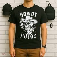 Western Cowboy Skull Hola Howdy Putos Spanish Slang T-Shirt thumb 6