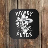 Western Cowboy Skull Hola Howdy Putos Spanish Slang Coaster thumb 0