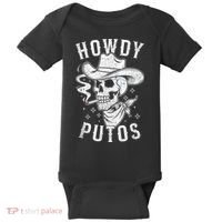 Western Cowboy Skull Hola Howdy Putos Spanish Slang Baby Bodysuit thumb 0