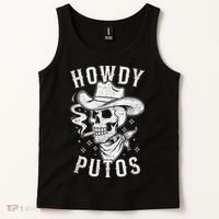 Western Cowboy Skull Hola Howdy Putos Spanish Slang Tank Top thumb 2