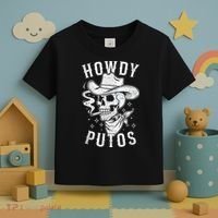 Western Cowboy Skull Hola Howdy Putos Spanish Slang Toddler T-Shirt thumb 3