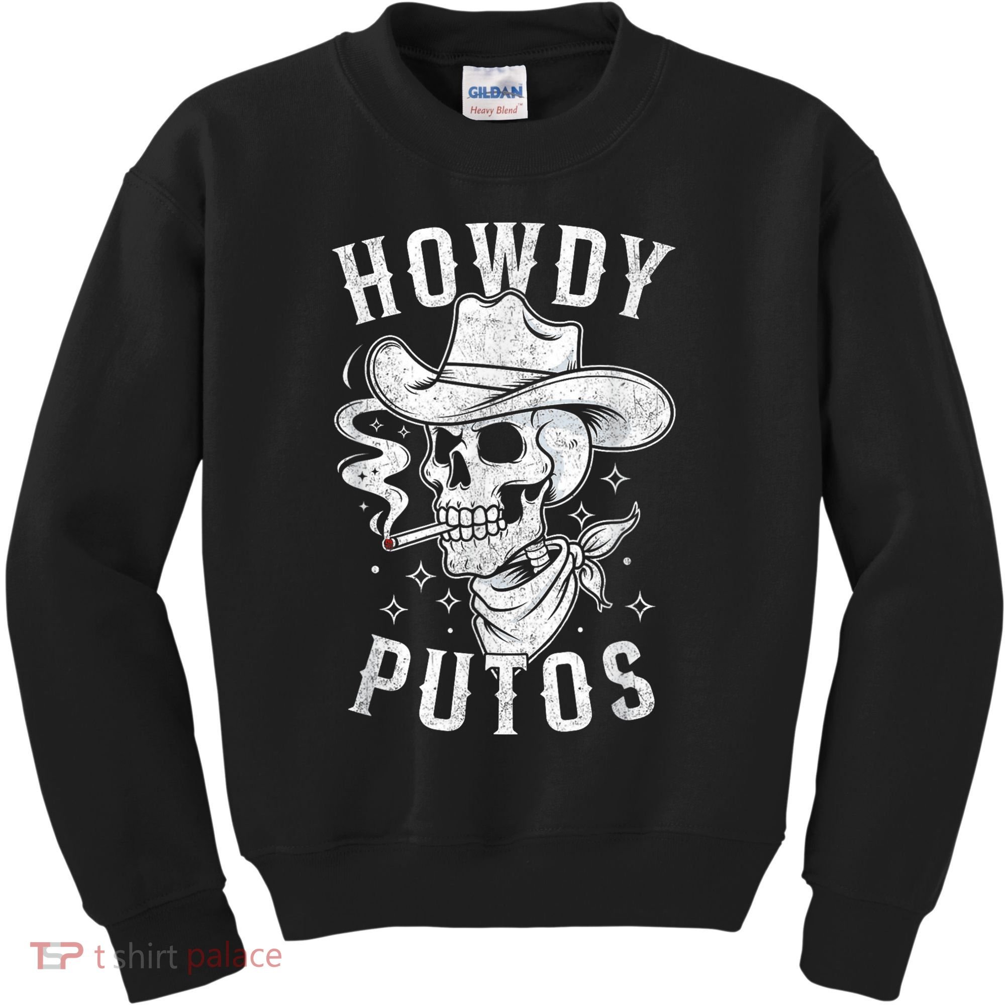 Western Cowboy Skull Hola Howdy Putos Spanish Slang Kids Sweatshirt