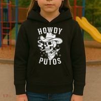 Western Cowboy Skull Hola Howdy Putos Spanish Slang Kids Hoodie thumb 3