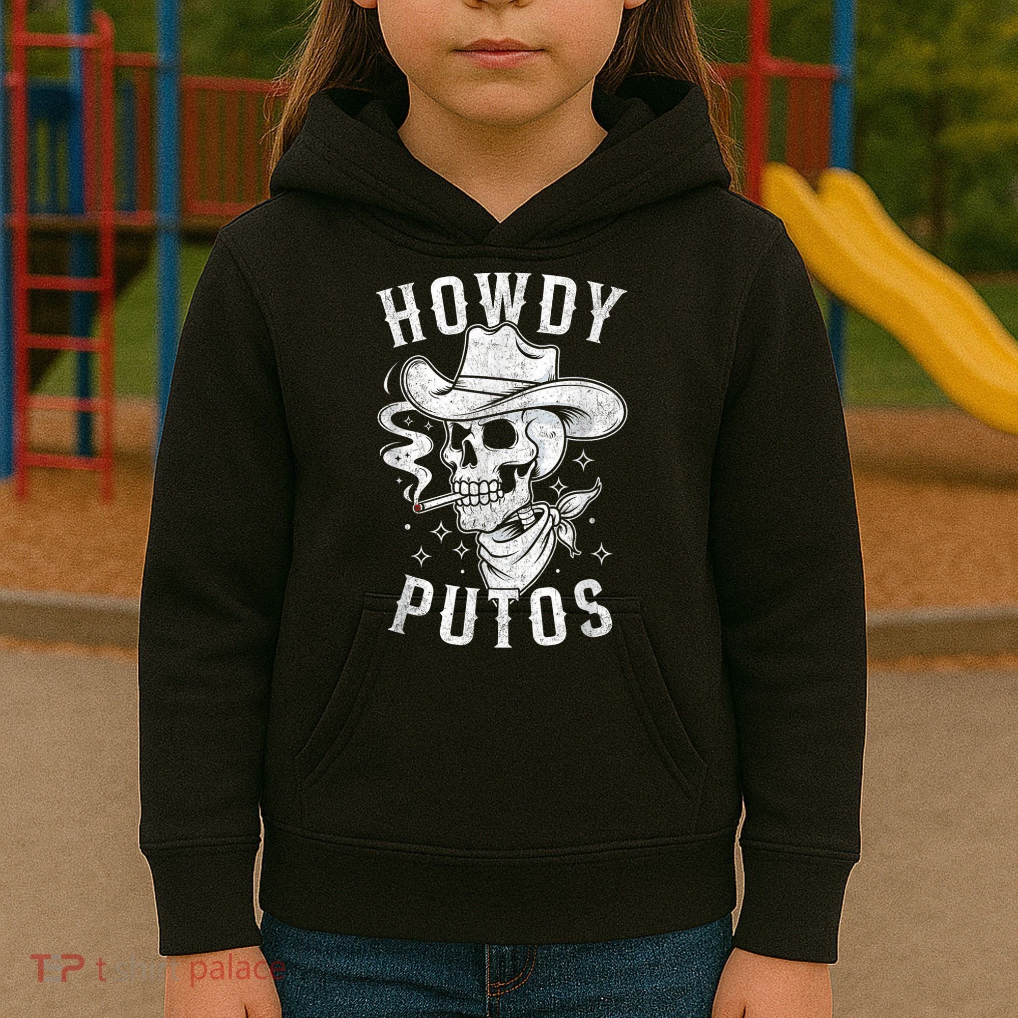 Western Cowboy Skull Hola Howdy Putos Spanish Slang Kids Hoodie