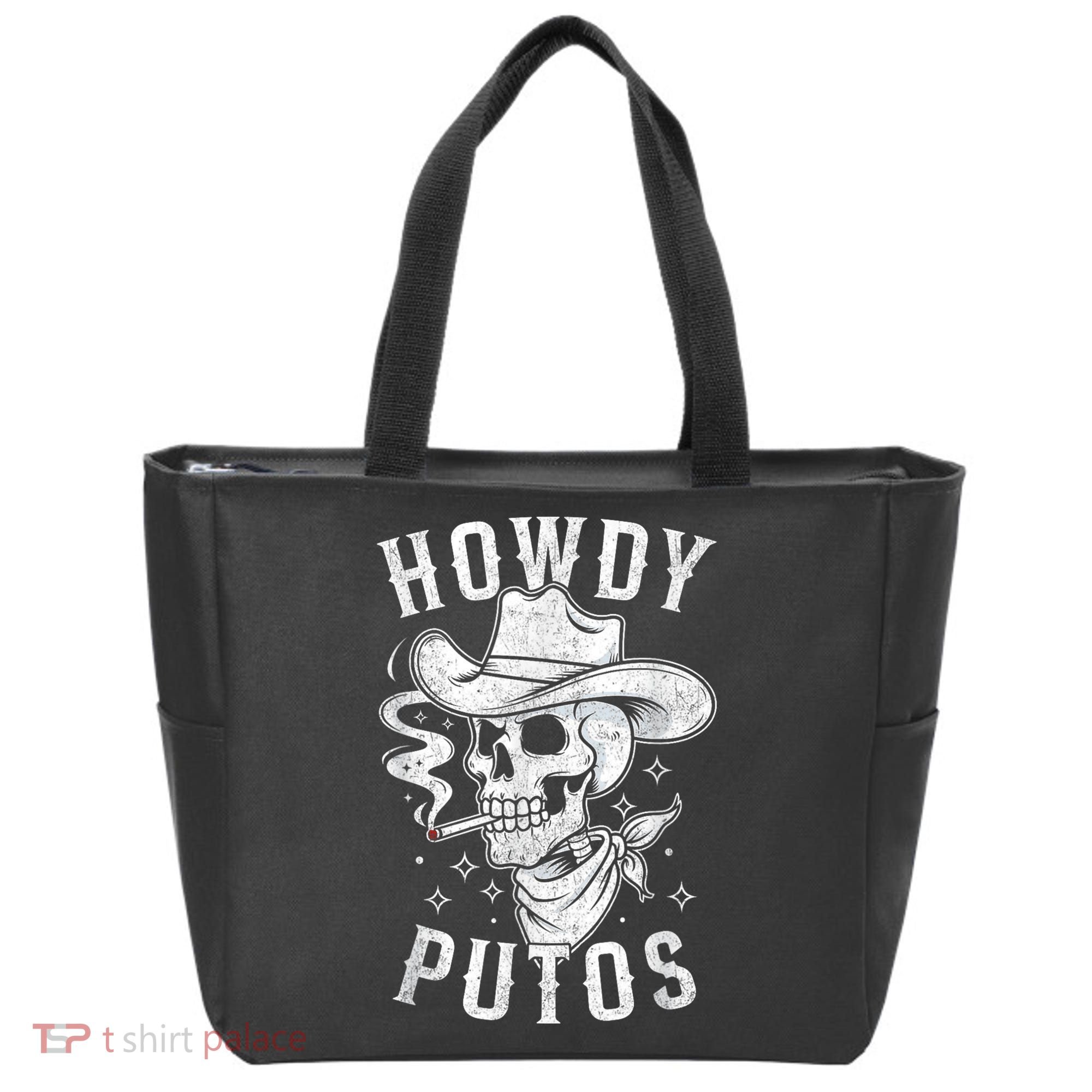 Western Cowboy Skull Hola Howdy Putos Spanish Slang Tote Bag