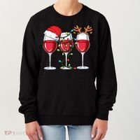Wine Christmas Santa Hat Xmas Lights Reindeer Antlers Meaningful Gift Women's Sweatshirt thumb 0