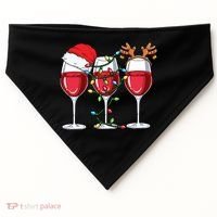 Wine Christmas Santa Hat Xmas Lights Reindeer Antlers Meaningful Gift USA-Made Doggie Bandana thumb 0