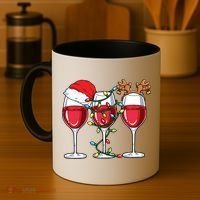 Wine Christmas Santa Hat Xmas Lights Reindeer Antlers Meaningful Gift Coffee Mug thumb 4