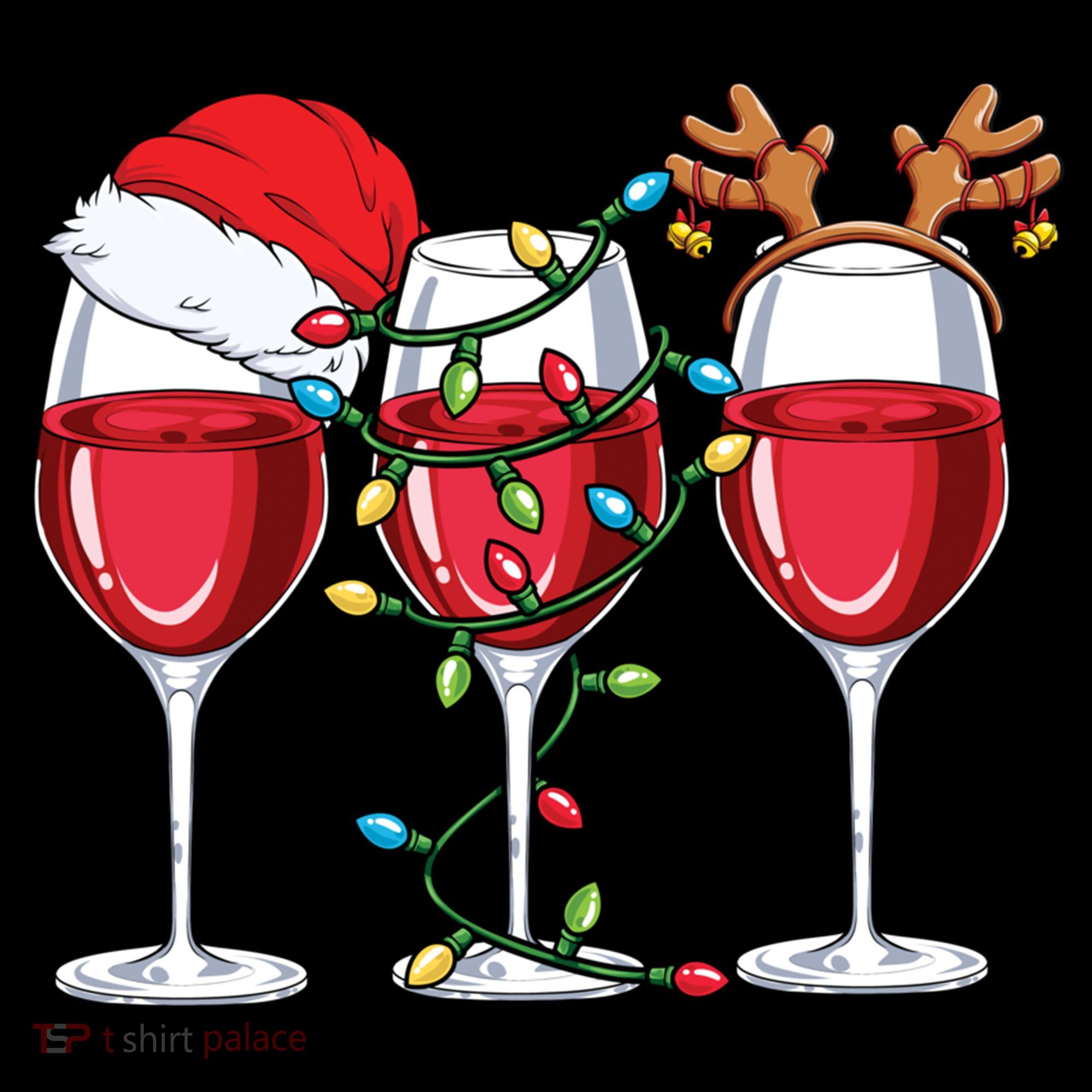 Wine Christmas Santa Hat Xmas Lights Reindeer Antlers Meaningful Gift Coffee Mug