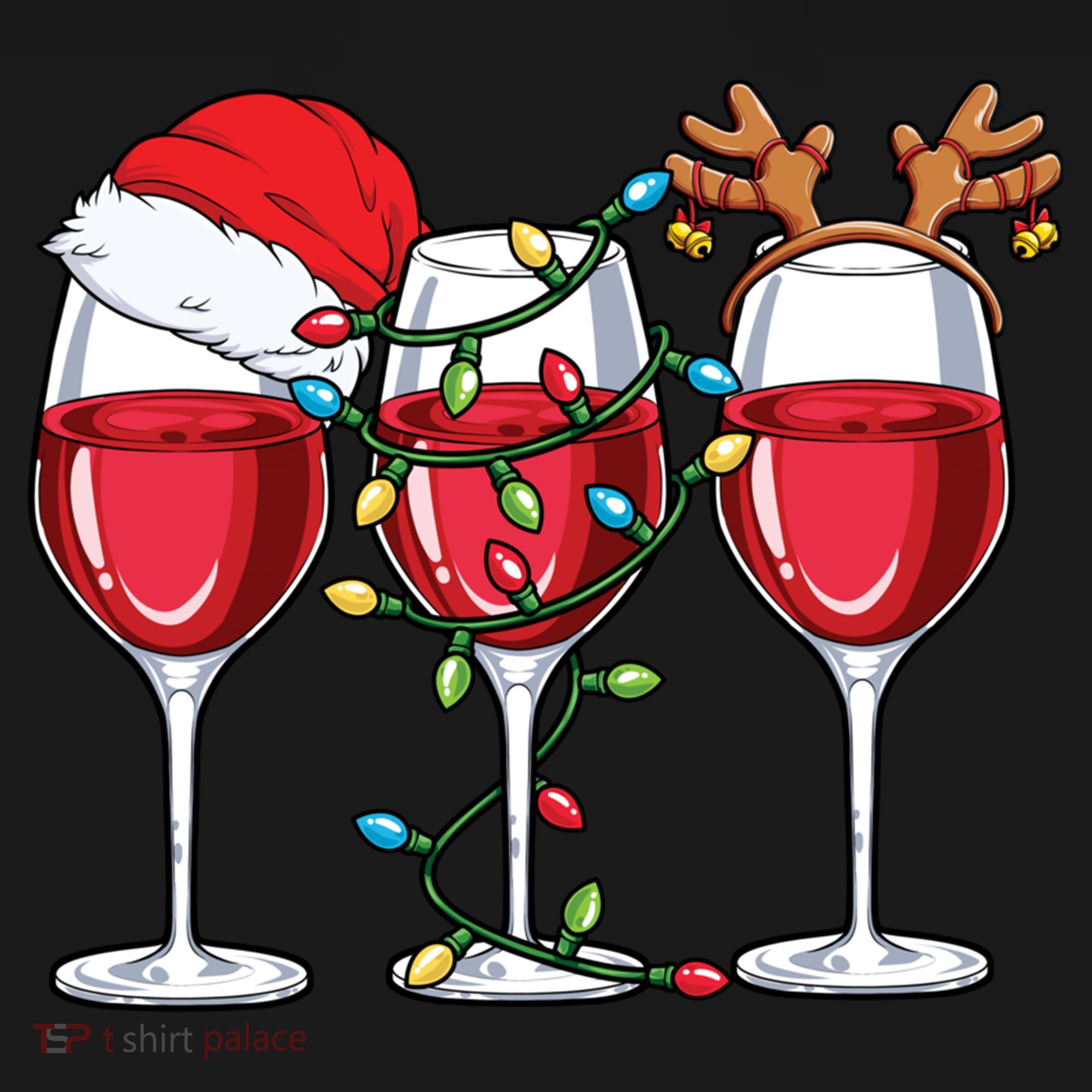 Wine Christmas Santa Hat Xmas Lights Reindeer Antlers Meaningful Gift Women's Hoodie