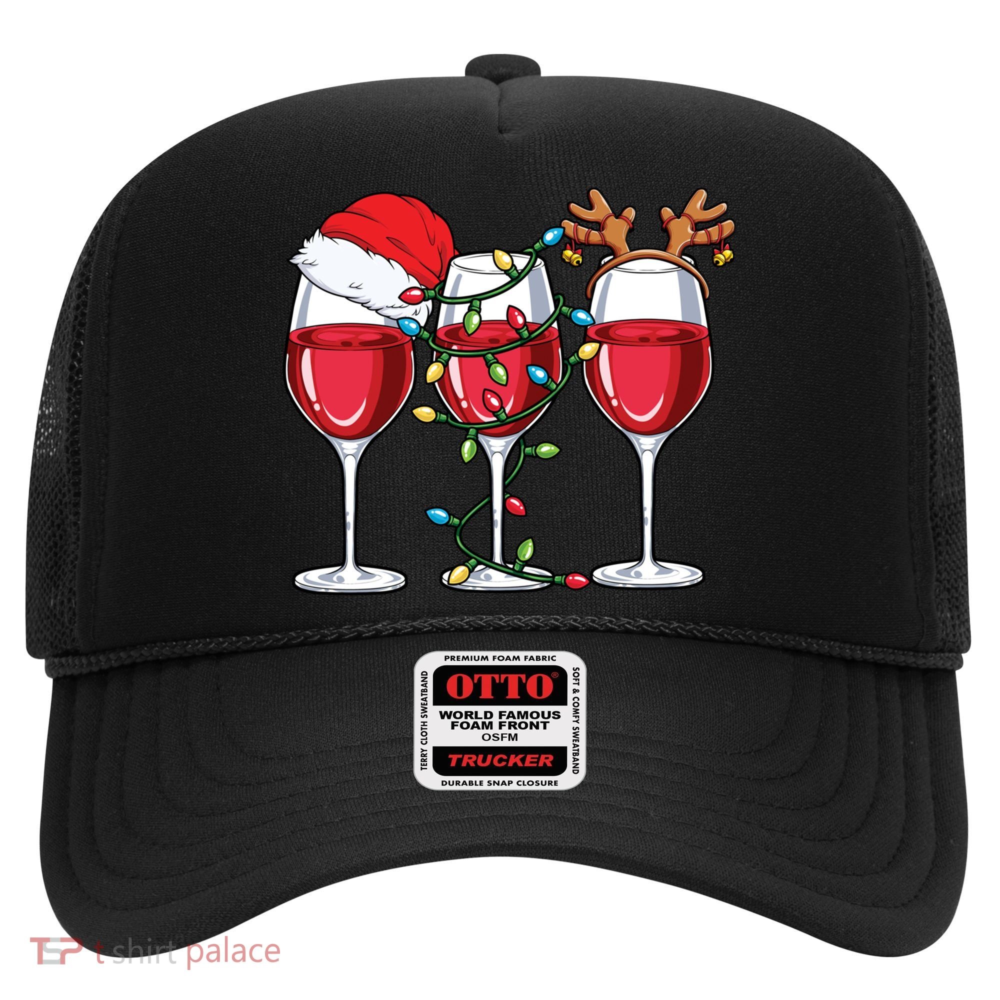 Wine Christmas Santa Hat Xmas Lights Reindeer Antlers Meaningful Gift Hat