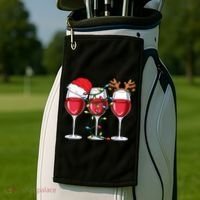 Wine Christmas Santa Hat Xmas Lights Reindeer Antlers Meaningful Gift Golf Towel thumb 2