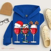 Wine Christmas Santa Hat Xmas Lights Reindeer Antlers Meaningful Gift Hoodie thumb 4