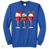 Wine Christmas Santa Hat Xmas Lights Reindeer Antlers Meaningful Gift Sweatshirt thumb 0