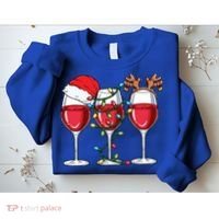 Wine Christmas Santa Hat Xmas Lights Reindeer Antlers Meaningful Gift Sweatshirt thumb 2