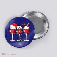 Wine Christmas Santa Hat Xmas Lights Reindeer Antlers Meaningful Gift Button thumb 0