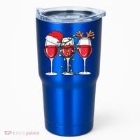 Wine Christmas Santa Hat Xmas Lights Reindeer Antlers Meaningful Gift Tumbler thumb 0