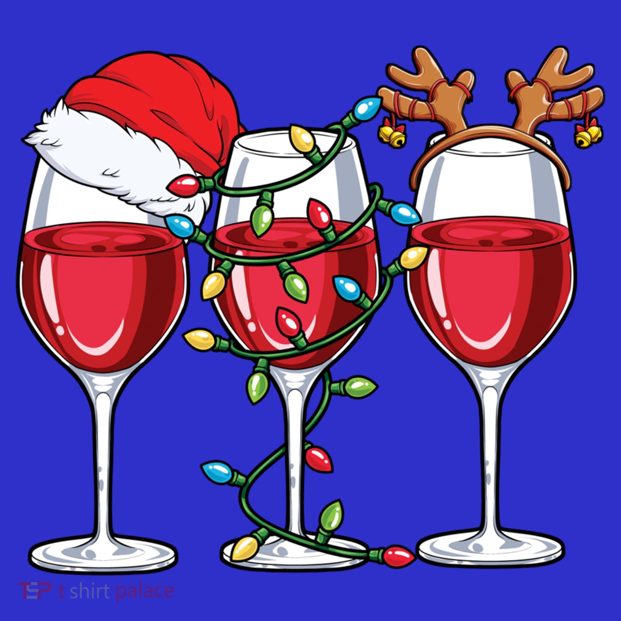 Wine Christmas Santa Hat Xmas Lights Reindeer Antlers Meaningful Gift Mousepad