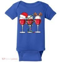 Wine Christmas Santa Hat Xmas Lights Reindeer Antlers Meaningful Gift Baby Bodysuit thumb 0