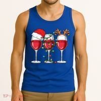Wine Christmas Santa Hat Xmas Lights Reindeer Antlers Meaningful Gift Tank Top thumb 3